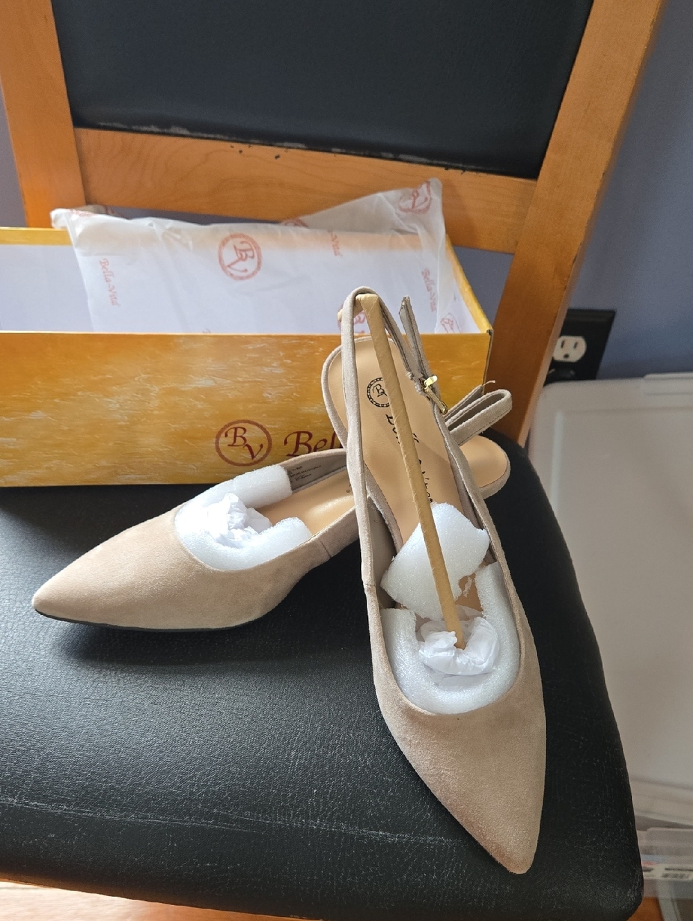 Scarlett Beige Suede Pointed-Toe Slingback Heels